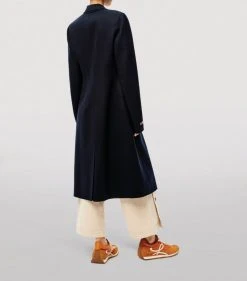 LOEWE Wool-Cashmere Coat Dark Navy Blue Trench Coats -LOEWE Sales loewe wool cashmere coat 17067847 34136613 1000