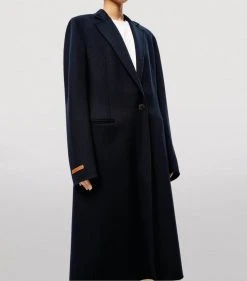 LOEWE Wool-Cashmere Coat Dark Navy Blue Trench Coats -LOEWE Sales loewe wool cashmere coat 17067847 34136622 1000