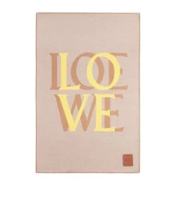 LOEWE Wool-Cashmere Love Throw LIGHT GREY Throws