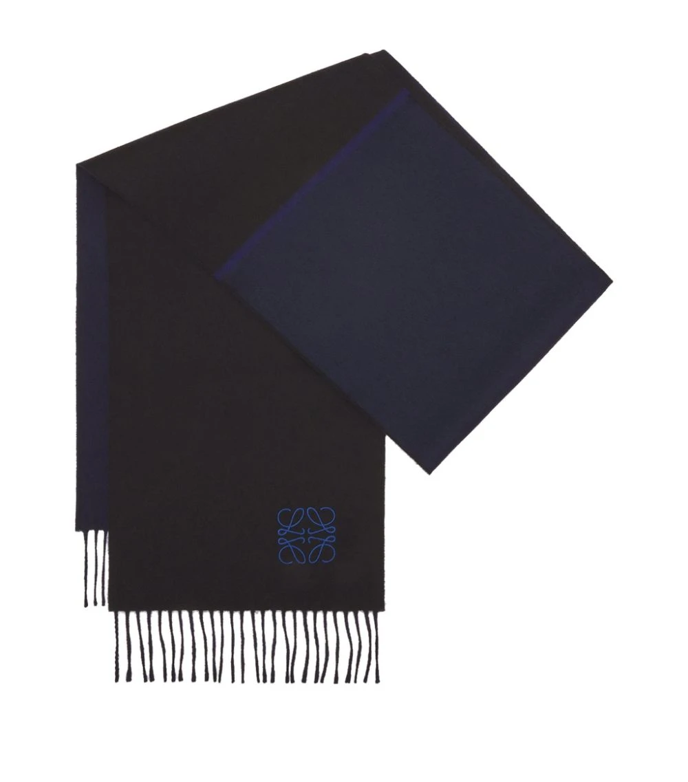 LOEWE Wool-Cashmere Window Anagram Scarf BLACK/DARK NAVY Scarves 4 LOEWE Wool-Cashmere Window Anagram Scarf BLACK/DARK NAVY Scarves - Image 2