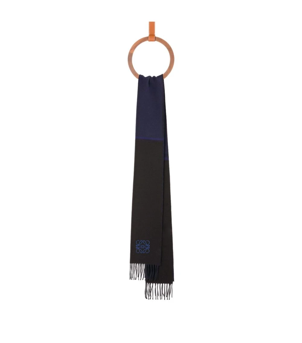 LOEWE Wool-Cashmere Window Anagram Scarf BLACK/DARK NAVY Scarves 3 LOEWE Wool-Cashmere Window Anagram Scarf BLACK/DARK NAVY Scarves