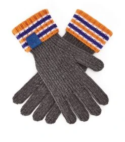 LOEWE Wool Gloves with Stripes ORANGE/GREY
