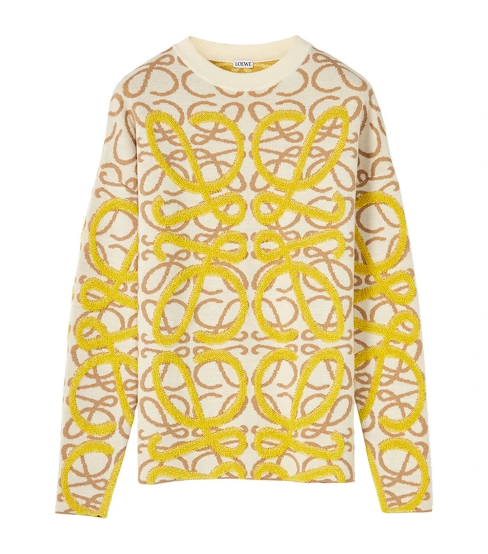 LOEWE Wool-Linen Anagram Sweater ecru/camel Sweaters 3 LOEWE Wool-Linen Anagram Sweater ecru/camel Sweaters