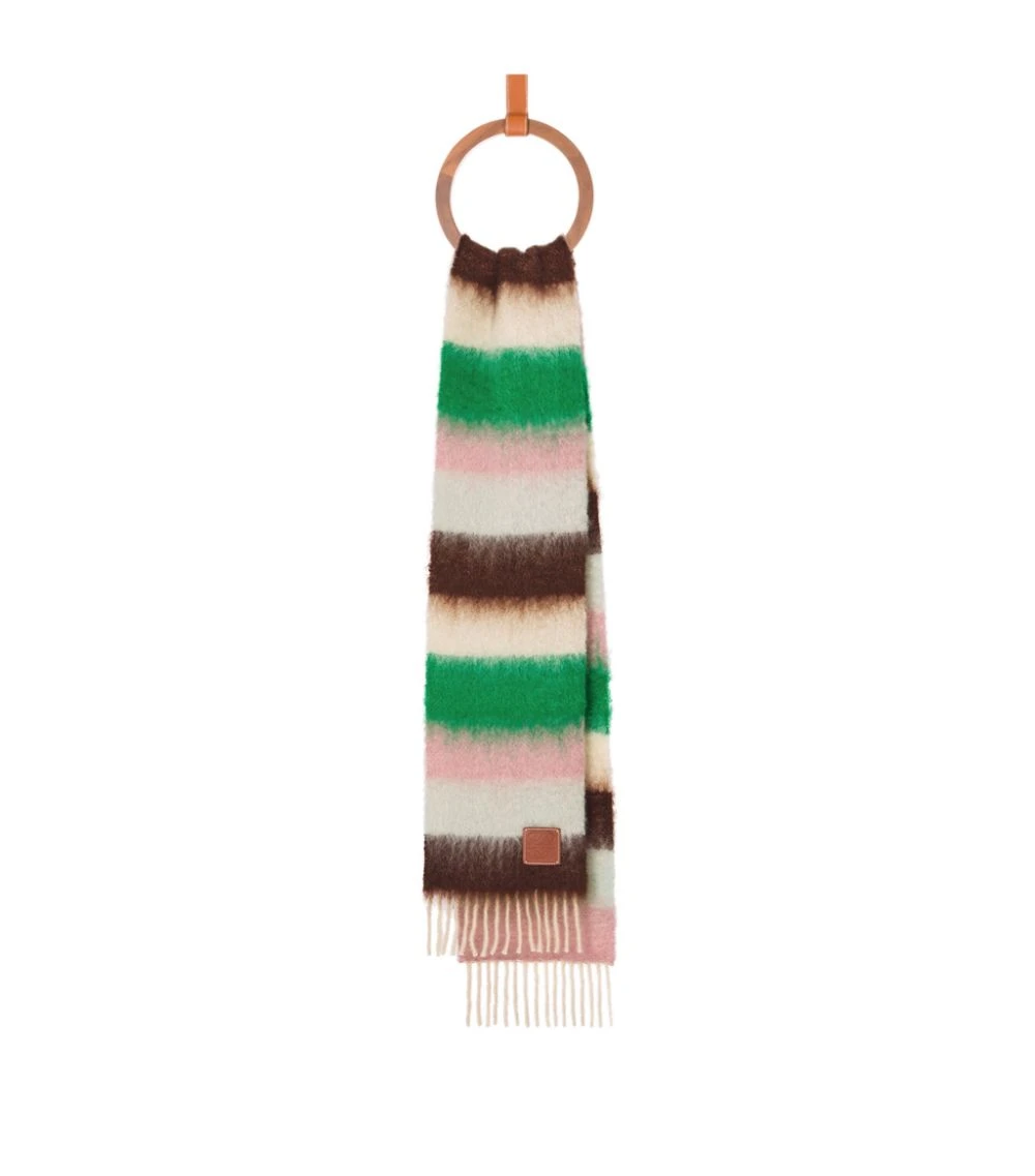 LOEWE Wool-Mohair Striped Scarf BROWN/LIGHT BLUE Scarves 4 LOEWE Wool-Mohair Striped Scarf BROWN/LIGHT BLUE Scarves - Image 2