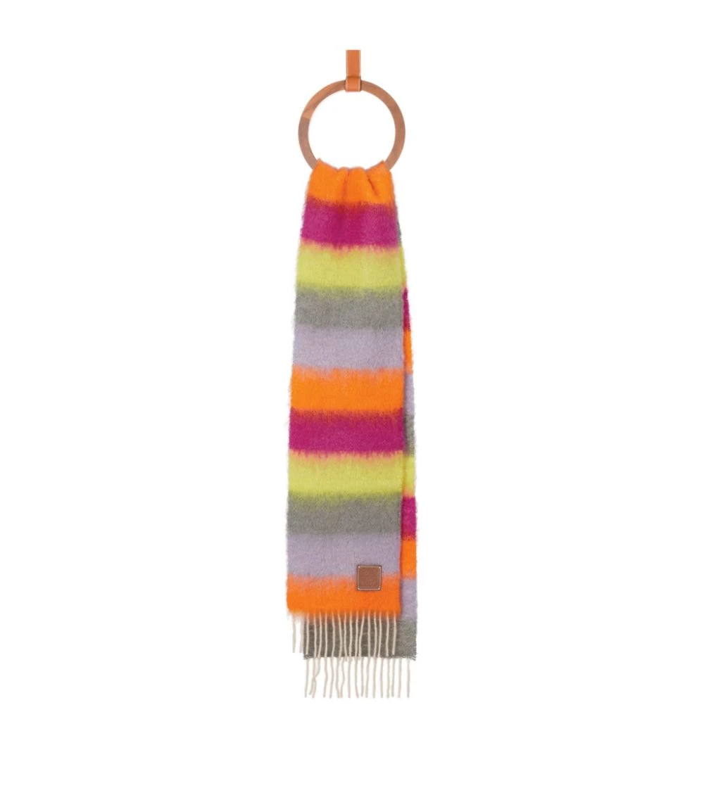 LOEWE Wool-Mohair Striped Scarf ORANGE/PINK/YELLOW Scarves 4 LOEWE Wool-Mohair Striped Scarf ORANGE/PINK/YELLOW Scarves - Image 2