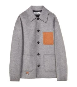 LOEWE Wool-Rich Anagram Workwear Jacket NAVY/GREY Field Jackets