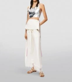 LOEWE x Paula’s Ibiza Macramé Belted Trousers ECRU Tailored Trousers